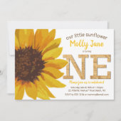 ひまわり素朴の一人目誕生日ガール 招待状 (正面)