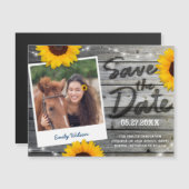 ひまわり素朴の写真の卒業式日付を保存 マグネット招待状 (正面/裏面)