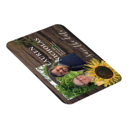 ひまわり素朴の写真日付を保存 マグネット (右側)