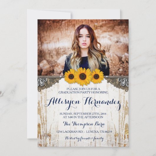 ひまわり素朴の卒業写真の発表 招待状 (正面)
