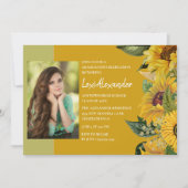 ひまわり素朴の卒業式パーティーガール写真 招待状 (正面)