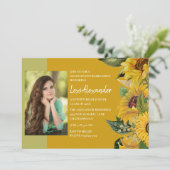 ひまわり素朴の卒業式パーティーガール写真 招待状 (スタンド正面)