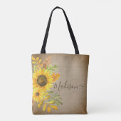 ひまわり素朴の国のパーソナライズされた名 トートバッグ (裏面)