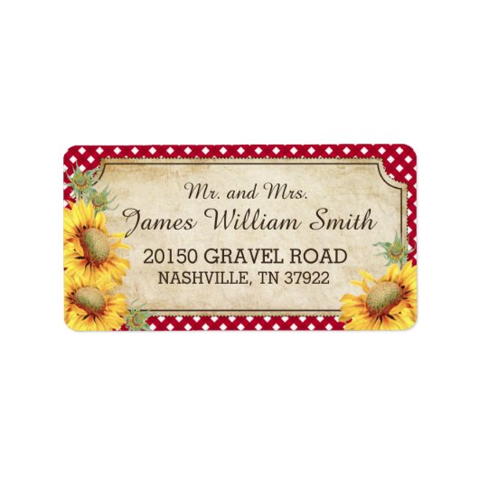 ひまわり素朴の国のピクチ結婚ックのラベル ラベル (正面)