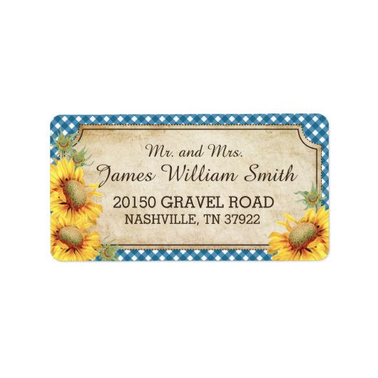 ひまわり素朴の国のピクチ結婚ックのラベル ラベル (正面)