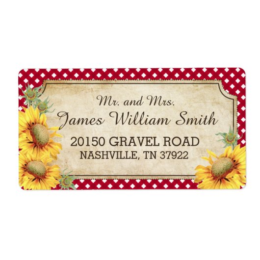 ひまわり素朴の国のピクチ結婚ックのラベル ラベル (正面)