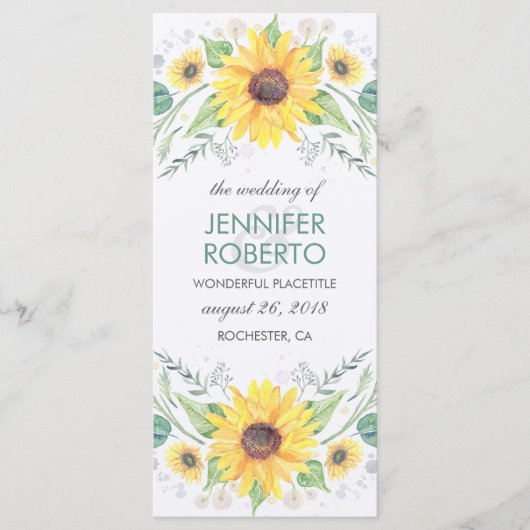 ひまわり素朴の国の結婚式 プログラム (正面)