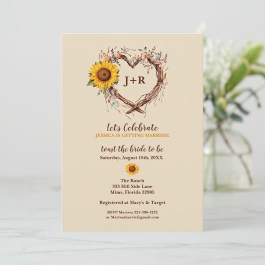 ひまわり素朴の国ブライダルシャワーへの招待 招待状 (スタンド正面)