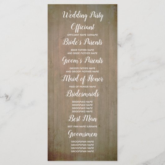 ひまわり素朴の国秋の結婚式プログラム プログラム (裏面)