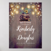 ひまわり素朴の国秋の結婚式標識 ポスター (正面)