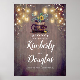 ひまわり素朴の国秋の結婚式標識 ポスター