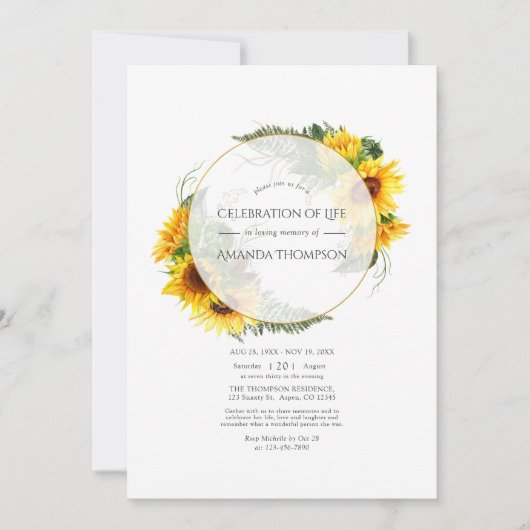 ひまわり素朴の幾何学的お祝い 招待状 (正面)