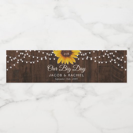 ひまわり素朴の弦が私たちの大きな日の光を結婚照らす ペットボトルラベル (シングルラベル)