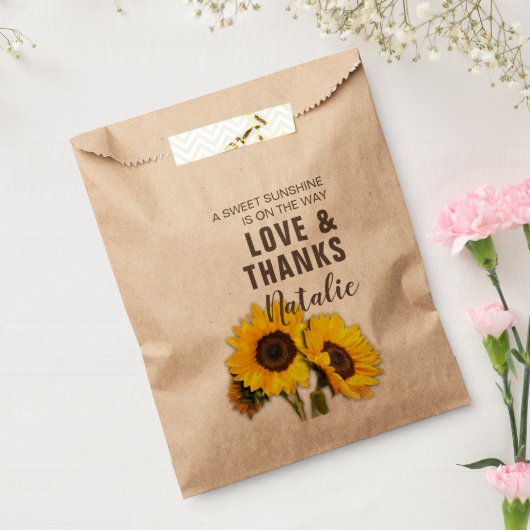 ひまわり素朴の愛と赤ちゃん感謝していのシャワー フェイバーバッグ (封をした状態)