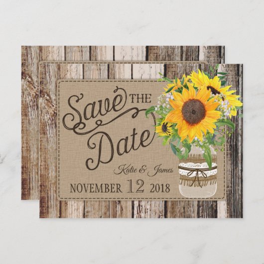 ひまわり素朴の日付の保存 案内ポストカード (正面/裏面)