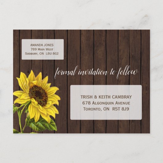 ひまわり素朴の日付の保存 案内ポストカード (裏面)