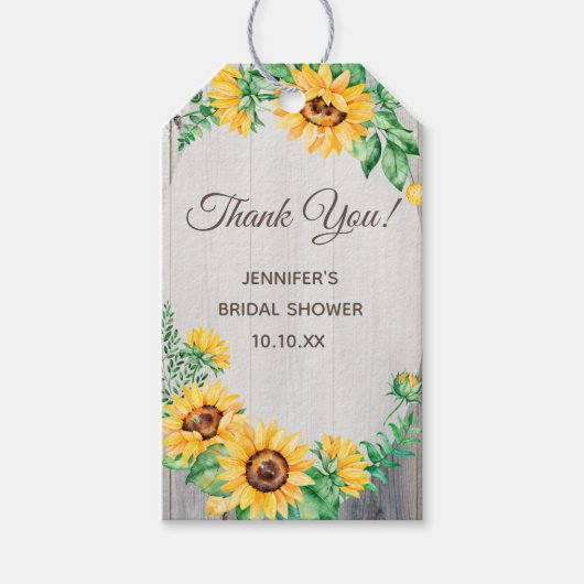 ひまわり素朴の木ありがとう ギフトタグ (正面)