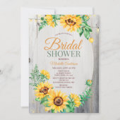 ひまわり素朴の木とライトのブライダルシャワー 招待状 (正面)