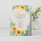 ひまわり素朴の木とライトのブライダルシャワー 招待状 (スタンド正面)