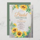 ひまわり素朴の木とライトのブライダルシャワー 招待状 (正面/裏面)