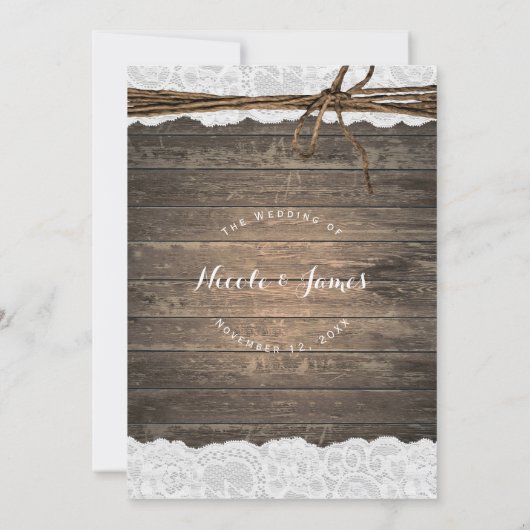 ひまわり素朴の木とレースの国の結婚式 招待状 (裏面)