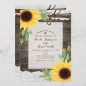 ひまわり素朴の木とレースの国の結婚式 招待状 (正面/裏面)