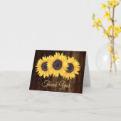 ひまわり素朴の木のサンキューカード カード (黄色い花)