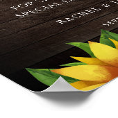 ひまわり素朴の木のストリングライト結婚式の引き出物 ポスター (角)