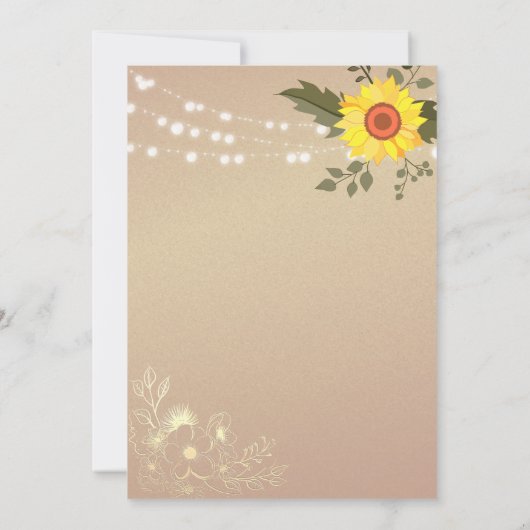 ひまわり素朴の木のストリングラ結婚イト 招待状 (裏面)