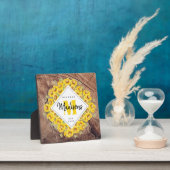 ひまわり素朴の木のテクスチャへようこそ フォトプラーク (インサイチュ)