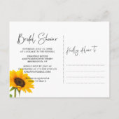 ひまわり素朴の木のテクスチャブライダルシャワー インビテーションポストカード (裏面)