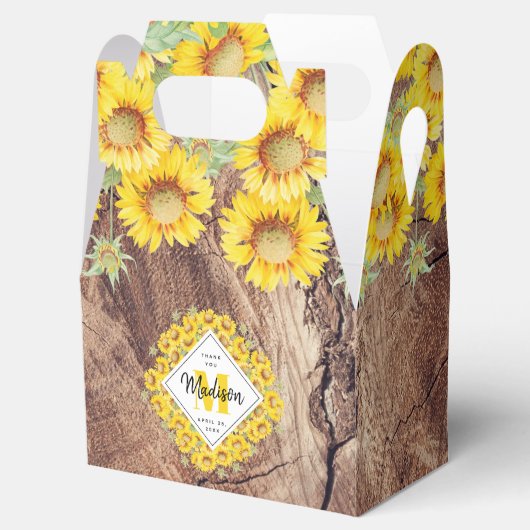 ひまわり素朴の木のテクスチャ フェイバーボックス (オープン)