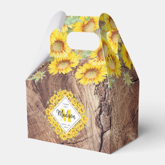 ひまわり素朴の木のテクスチャ フェイバーボックス (正面サイド)