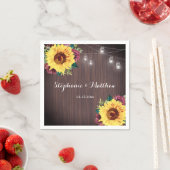 ひまわり素朴の木のメイスンジャイルライツ結婚 スタンダードカクテルナプキン (インサイチュ)