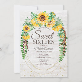 ひまわり素朴の木のライトSweet sixteen 招待状