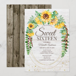 ひまわり素朴の木のライトSweet sixteen 招待状