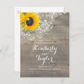 ひまわり素朴の木のレース日付を保存 案内ポストカード (正面/裏面)