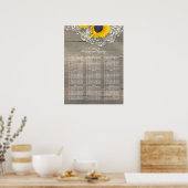 ひまわり素朴の木のレース結婚のシーティングチャート ポスター (キッチン)