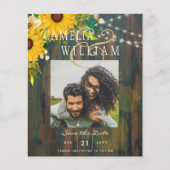 ひまわり素朴の木の写真ウェディング日付を保存 (正面)