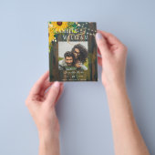 ひまわり素朴の木の写真ウェディング日付を保存 チラシ (手)