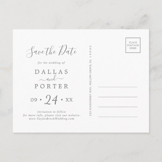 ひまわり素朴の木の写真コラージュ日付を保存 インビテーションポストカード (裏面)