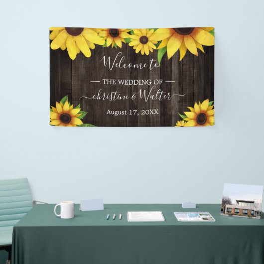 ひまわり素朴の木の弦のライトウェディングパーティー 横断幕 (トレードショー)