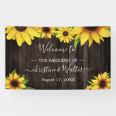 ひまわり素朴の木の弦のライトウェディングパーティー 横断幕 (横)