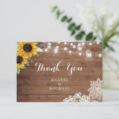 ひまわり素朴の木の弦ライトレースメイスンジャー サンキューカード (スタンド正面)