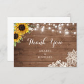 ひまわり素朴の木の弦ライトレースメイスンジャー サンキューカード (正面/裏面)