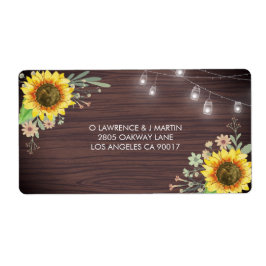 ひまわり素朴の木の瓶のラ結婚イトのアドレス ラベル