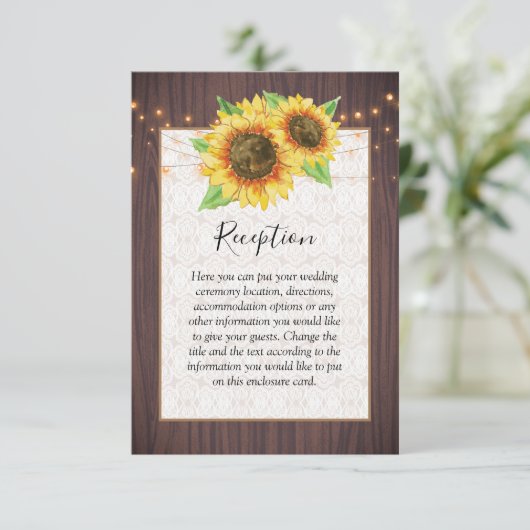 ひまわり素朴の木の瓶のラ結婚イト エンクロージャーカード (スタンド正面)