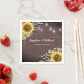 ひまわり素朴の木の瓶のラ結婚イト スタンダードカクテルナプキン (インサイチュ)