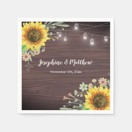 ひまわり素朴の木の瓶のラ結婚イト スタンダードカクテルナプキン