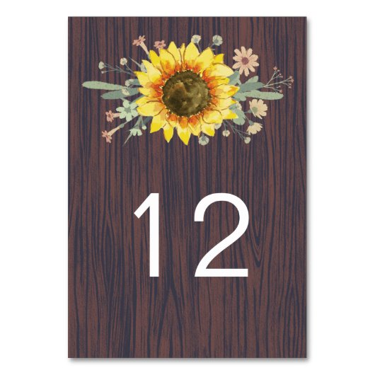 ひまわり素朴の木の瓶のラ結婚イト テーブルナンバー (正面)